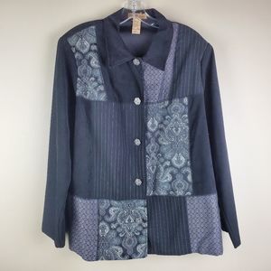 Notations Faux Suede Button Down Shirt - Size 2X